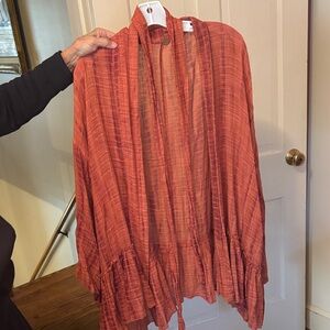 Free People Burnt Orange Draped Open Cardigan